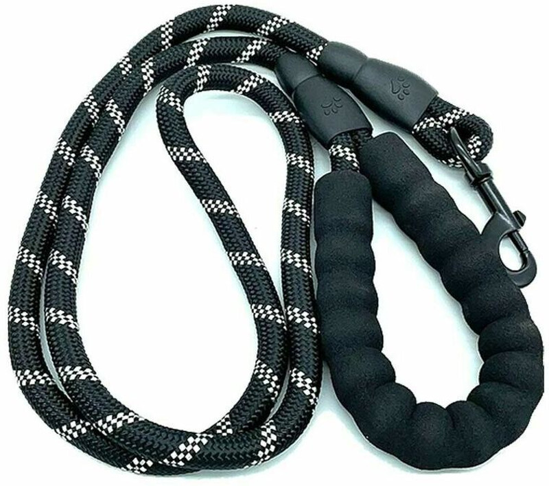 Jexix 5FT Reflective Dog Leads Training Pet Leash Braided Rope-Black Dog & Cat Leash(Medium, Black)