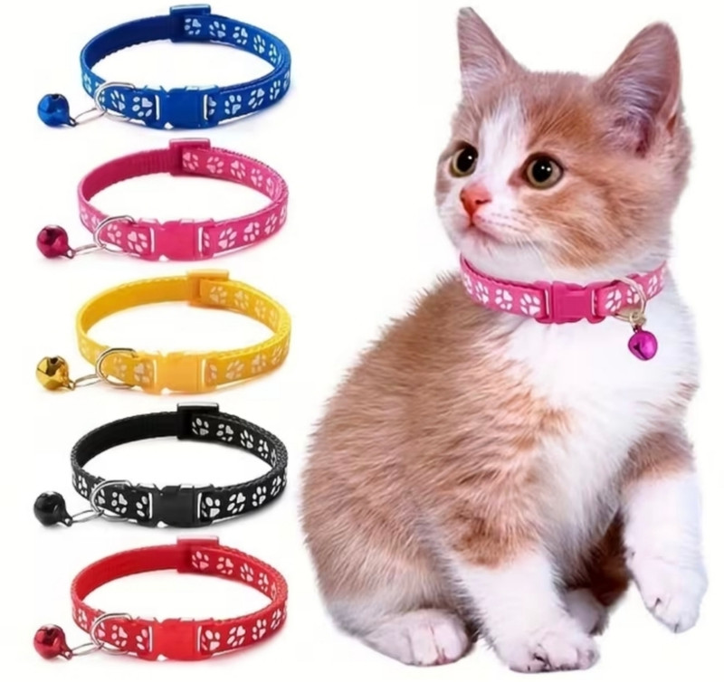 AomniStore 2Pcs Premium Adjustable Cat Collar Belt with Bell - Soft & Comfortable Fit Dog & Cat Everyday Collar(Small, Multicolored)