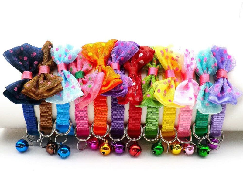 S.Blaze 2.Pcs Dog Cat Pet Bowknot Cute Bow Tie Bell Adjustable Puppy Dog & Cat Everyday Collar(Small, 0.5 Inch)
