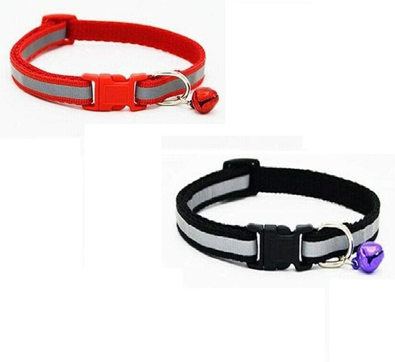 DOSAN Reflective Collar For Cat Puppies and rabbits with bell (2pc) Bell Dog & Cat Collar Charm(Red, Black, Other)