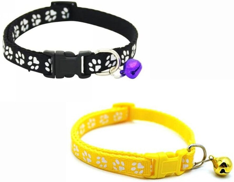 DCM PET MART Paw Print Design High-Quality Material Adjustable Fit Easy Maintenance 2-Piece Dog & Cat Everyday Collar(Small, Multicolor)