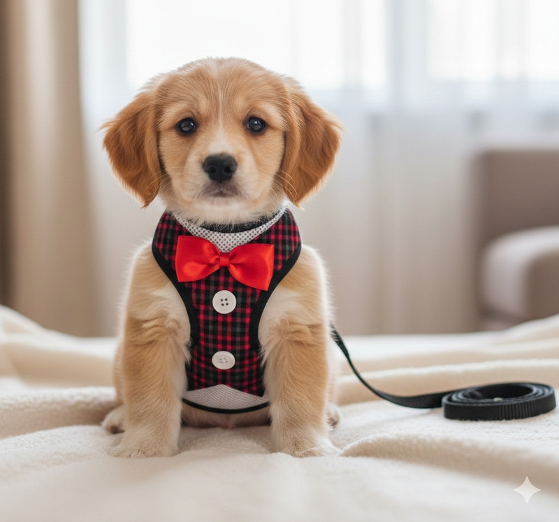 Fashnita clothing Dog( puppy/small dog) & Cat Harness & Leash Dog & Cat Harness & Leash(Large, red black)