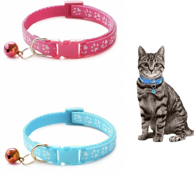 AomniStore 2Pcs Perfect Cute Print Cat Collar for Indoor & Outdoor Use Adjustable Cat Belt Dog & Cat Everyday Collar(Small, Multicolour)