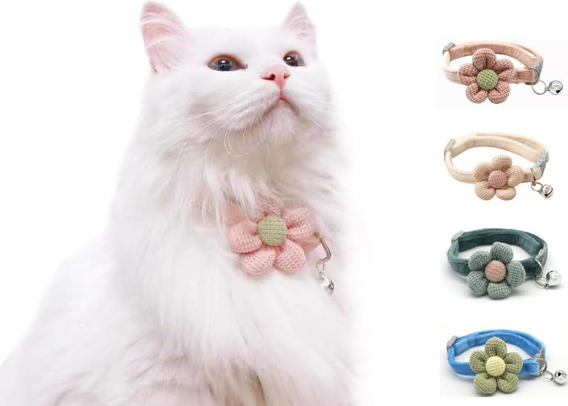 Venzina 4 Pack Adjustable Cat Collars Soft and Comfortable Pet Collars for Small Cats Cat Everyday Collar(20 - 30 cm, Multicolor)