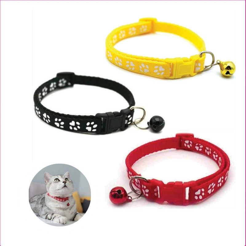 AomniStore 3pcs Cat Collars with Bell Soft Adjustable Belt Safe Breakaway for Cats & Puppy Dog & Cat Everyday Collar(Small, Multicolour)