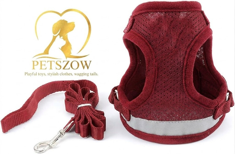 PETSZOW Dog & Cat Harness & Leash(Extra Large, Red)