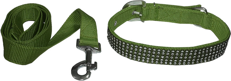 Petshop7 NylonNug CL Dog & Cat Collar & Leash(Large, Dark Green)