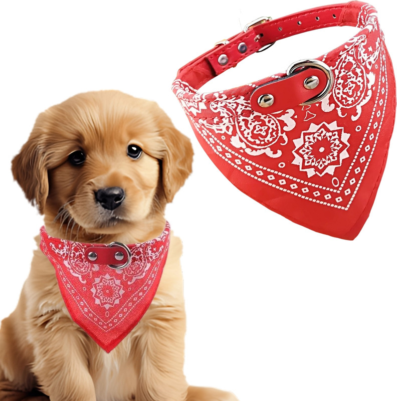 Western Era Dog Collar Scarf – Comfortable, Washable & Perfect for Daily Wear & Events Dog & Cat Everyday Collar(Extra Small, Red)