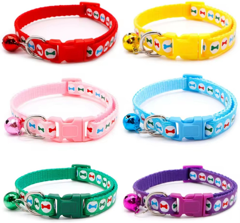 DogTrust Cat Collars Breakaway Reflective, 6 pcs cat bone print Dog & Cat Everyday Collar(Small, Multicolor)