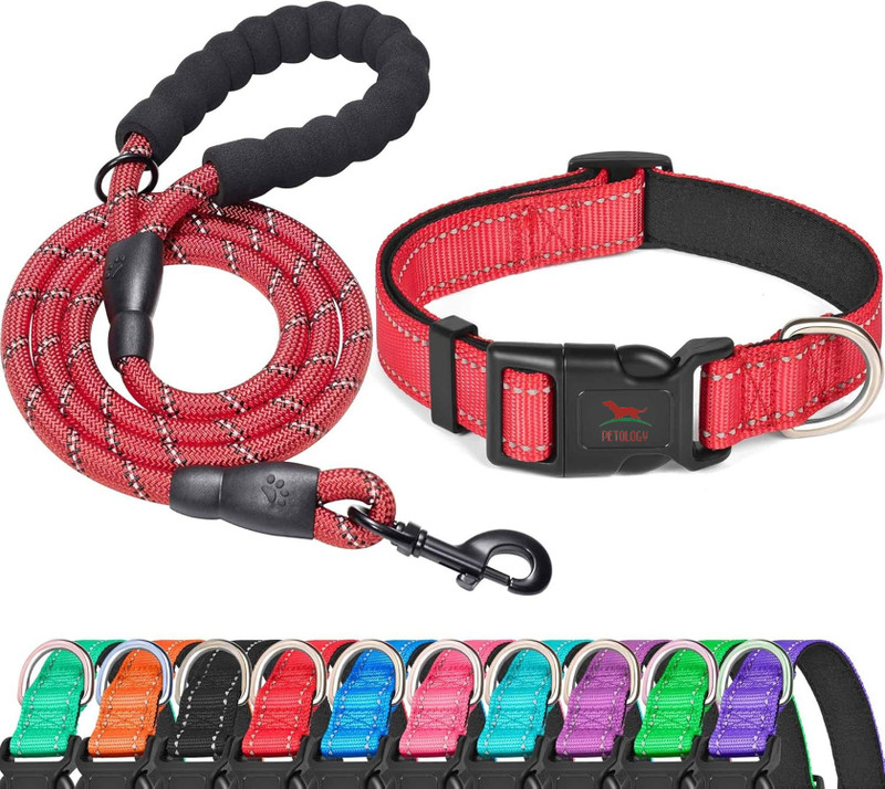 Petology Dog & Cat Collar & Leash(Small, Red)