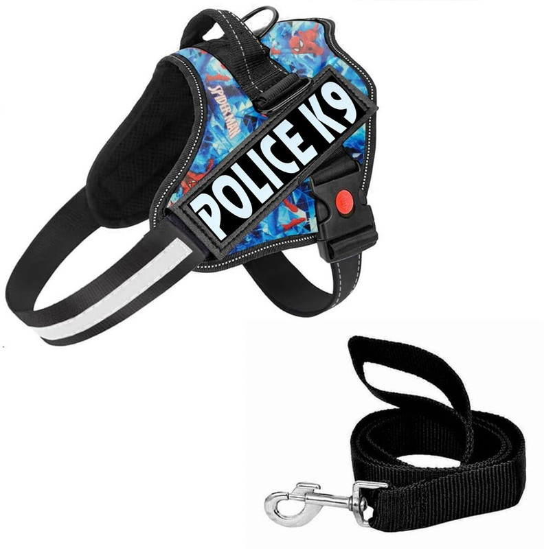 Subaka Police K9 Dog Harness with Leash No-Pull Harness for Dogs for Training, Dog Harness & Leash(Small, Printed Black)