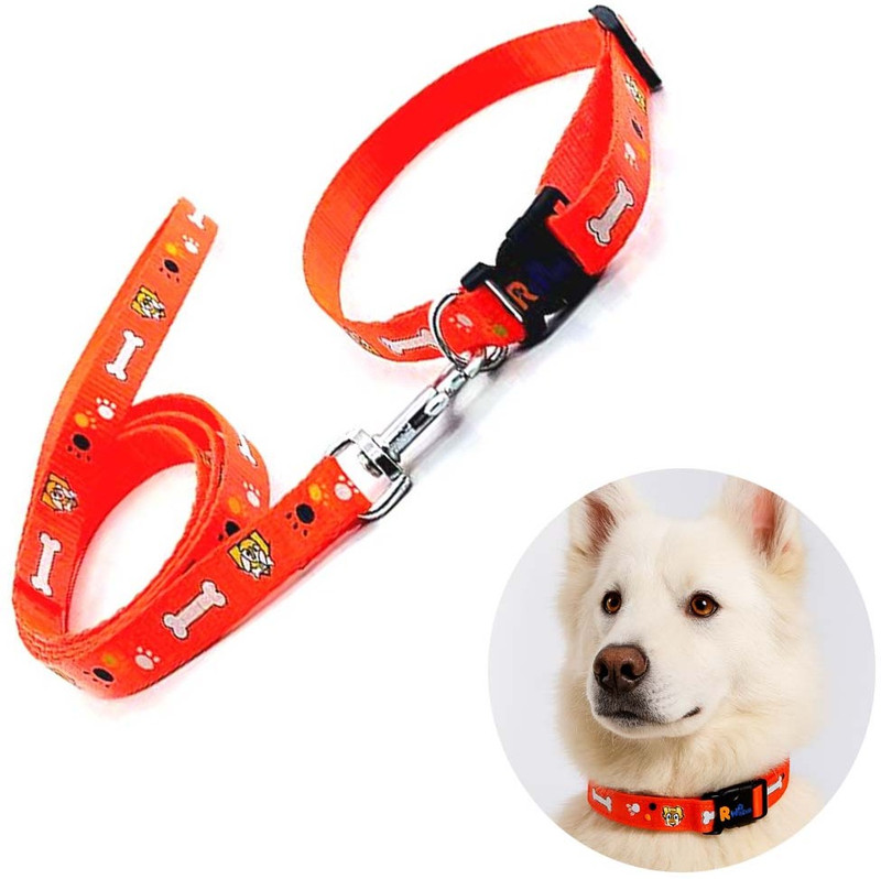 Rvpaws Puppy Collar & Leash Set – 15mm Adjustable Nylon Comfortable for Small Dogs Dog & Cat Collar & Leash(Small, pink)