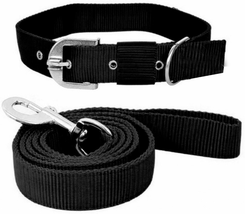 chullbull pet products CHAIN Dog Neck Collar Belts and Leash Set , Waterproof, Nylon Dog Collar & Leash(Extra Large, Black)