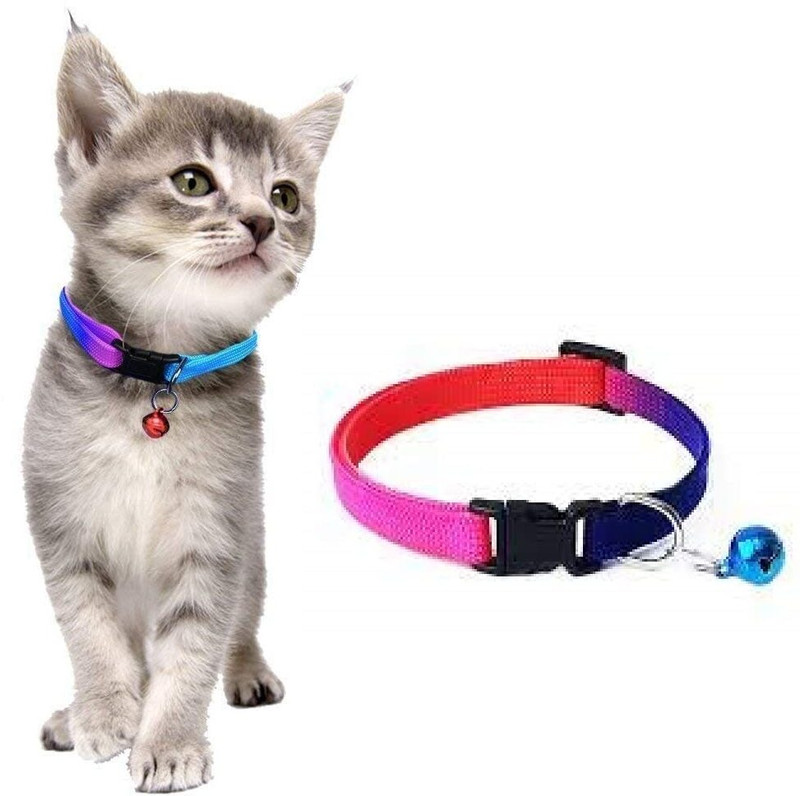 AKEnnterprises 15 MM Rainbow Nylon Collar for Small and Medium Dogs and Cats Puppy -1 Pcs Dog & Cat Everyday Collar(Medium, MultiColor)