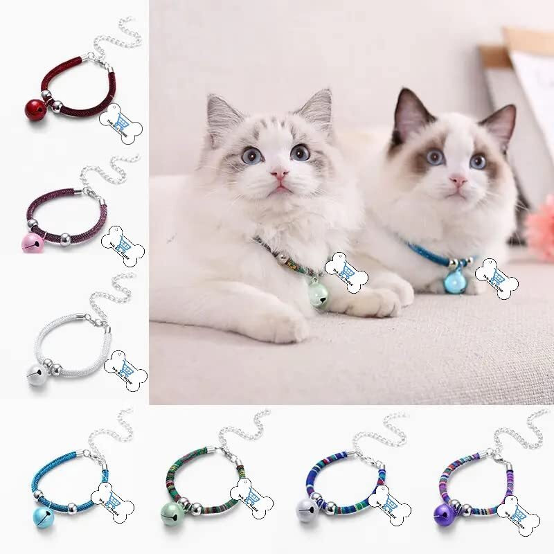 THE DDS STORE Japanese Style Pets Cat Collar Adjustable Kitty Cat Everyday Collar(Small, Multicolor)