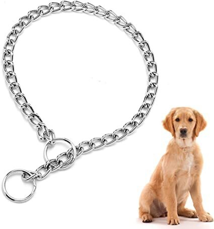 AKEnnterprises Dog Choke Collar for Pet Training Adjustable Silver - Small (3 MM-18 Inch Long) Dog Choke Chain Collar(Small, silver)
