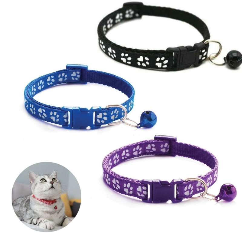 AomniStore 3pcs Cat Collars with Bell Soft Adjustable Belt Safe Breakaway for Cats & Puppy Dog & Cat Everyday Collar(Small, Multicolour)