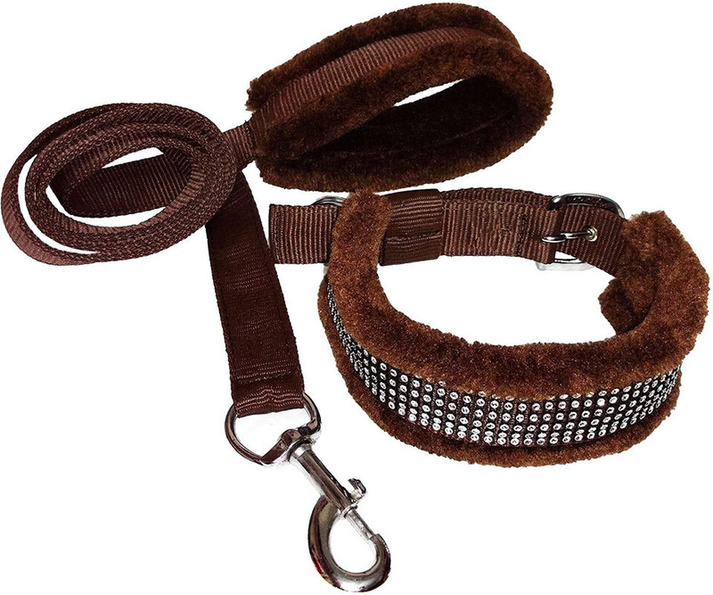 Aftra Combo Pack Soft Comfortable Breakaway Closure Dog & Cat Collar & Leash(Extra Large, Brown)