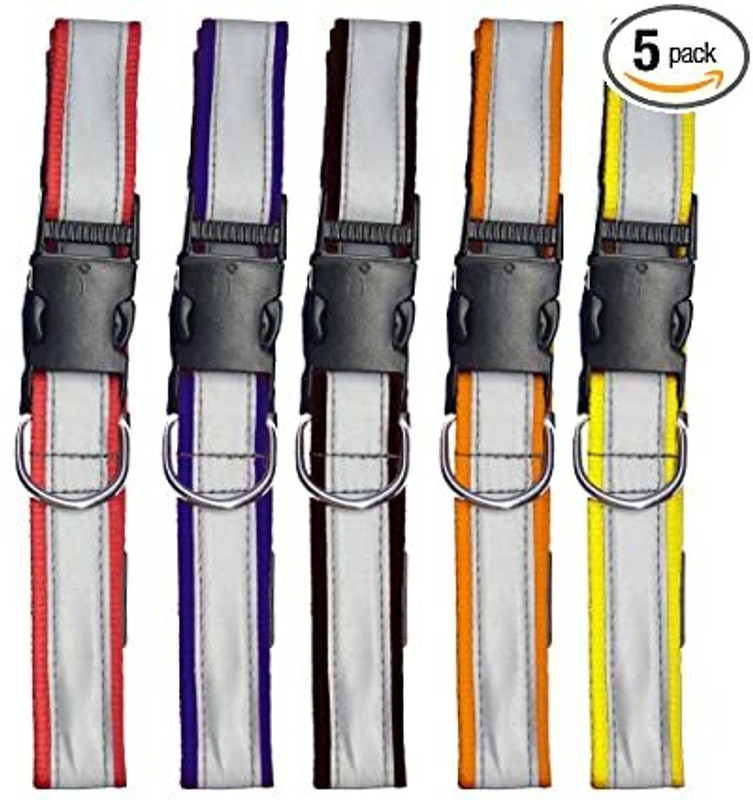 BLESSING PET PRODUCT blessing dog reflective collar 5 packs Dog & Cat Everyday Collar(Large, multi color, red, black, blue, purple)