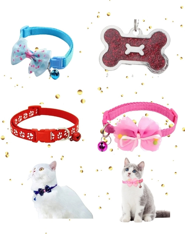 WoofyPlanet 4-in-1 Combo – 3 Adjustable Collars + 1 Charm for Pets Dog & Cat Everyday Collar(25 - 35 cm, Multicolor)
