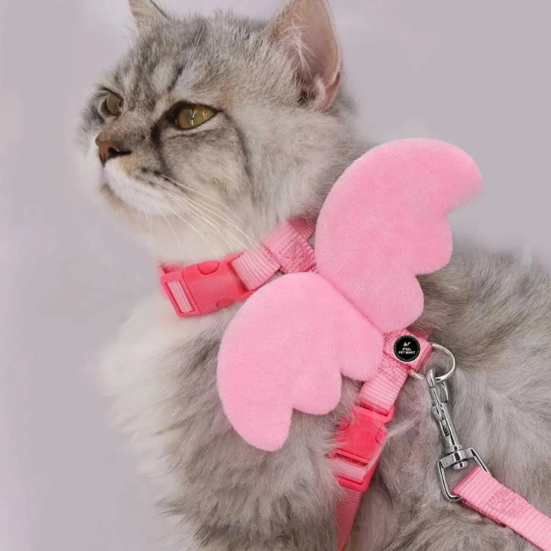 PSK PET MART Cute wing shape pet nylon collar pet leash Harness Dog & Cat Harness & Leash(Large, Multicolor)