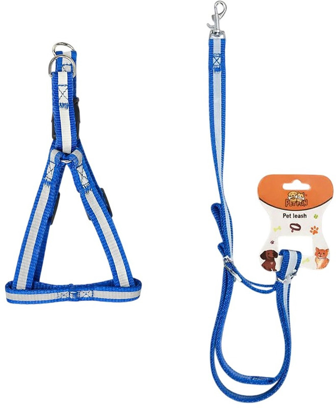 Petfun Adjustable Reflective 15mm Radium Dog Harness with Leash Set Dog & Cat Reflective and LED Harness(55 - 76 cm, MULTICOLOR)