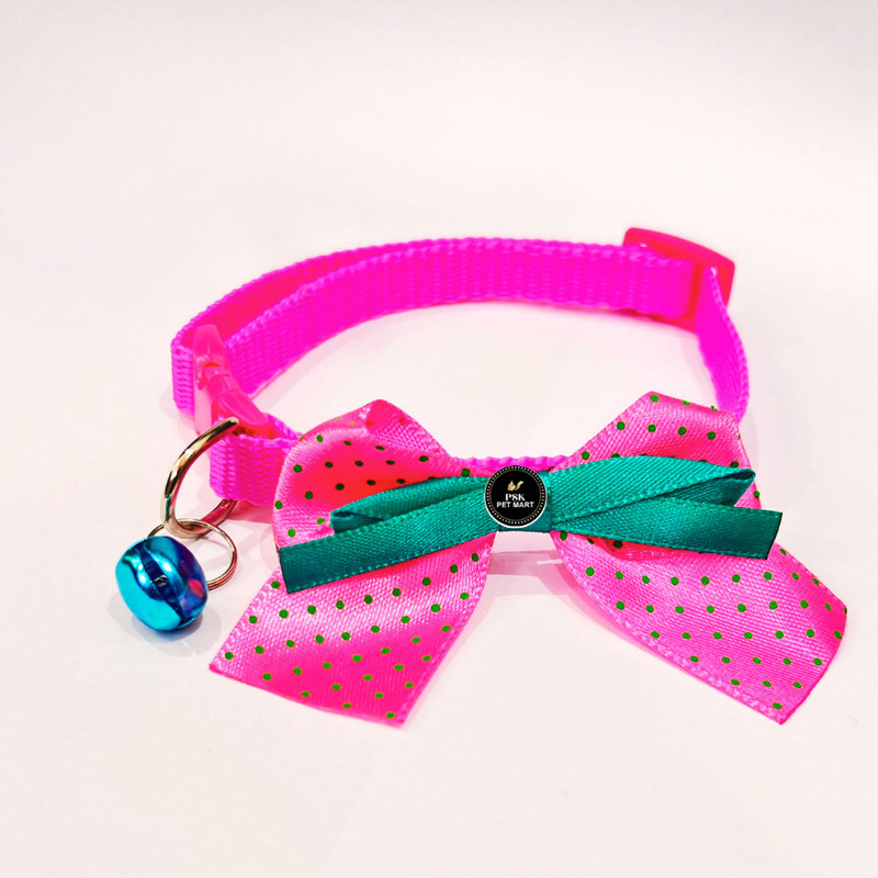 PSK PET MART Fancy Feline Bow Tie Premium Design Personalized Elegant Cat Bow Bell Cat Collar Charm(Multicolor, Round)