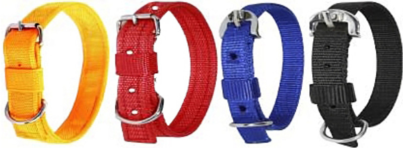 chullbull pet products 1 inch Comfortable Dog, Cat Yellow, Black, Royal Blue, Red, Combo Adjustable Dog & Cat Everyday Collar(Medium, Yellow, Red, Royal blue, Black)
