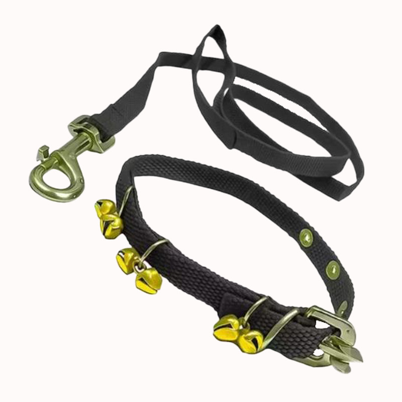 S.Blaze Black Ghungroo Neck Collar Belt and Leash with Adjustable Dog & Cat Collar & Leash(Small, Black)