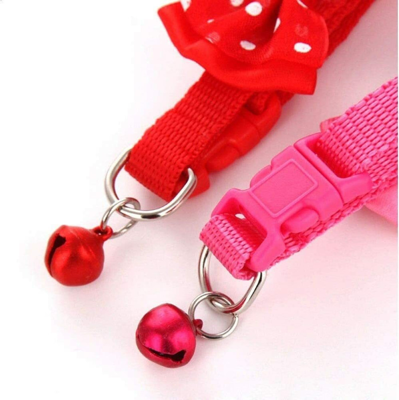 THE DDS STORE 2.Pcs Adjustable Nylon Bow-tie Collars with Bell Cat Collar Kitten Collar Embellished Cat Collar Charm(Multicolor, Butterfly)