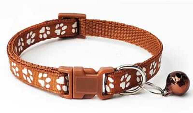 Litvibes Cat Collar With Bell,Pet Kitten Small Dog Soft Adjustable,Safe Puppy Paw Design Dog & Cat Everyday Collar(Small, BROWN)