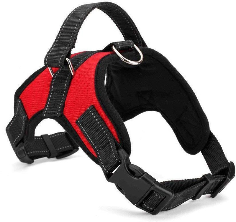 Pets Planet Pets Plane Choke Free Adjustable No Pull Dog Vest Harness Reflective Soft Padded Dog Standard Harness(Extra Large, Red)