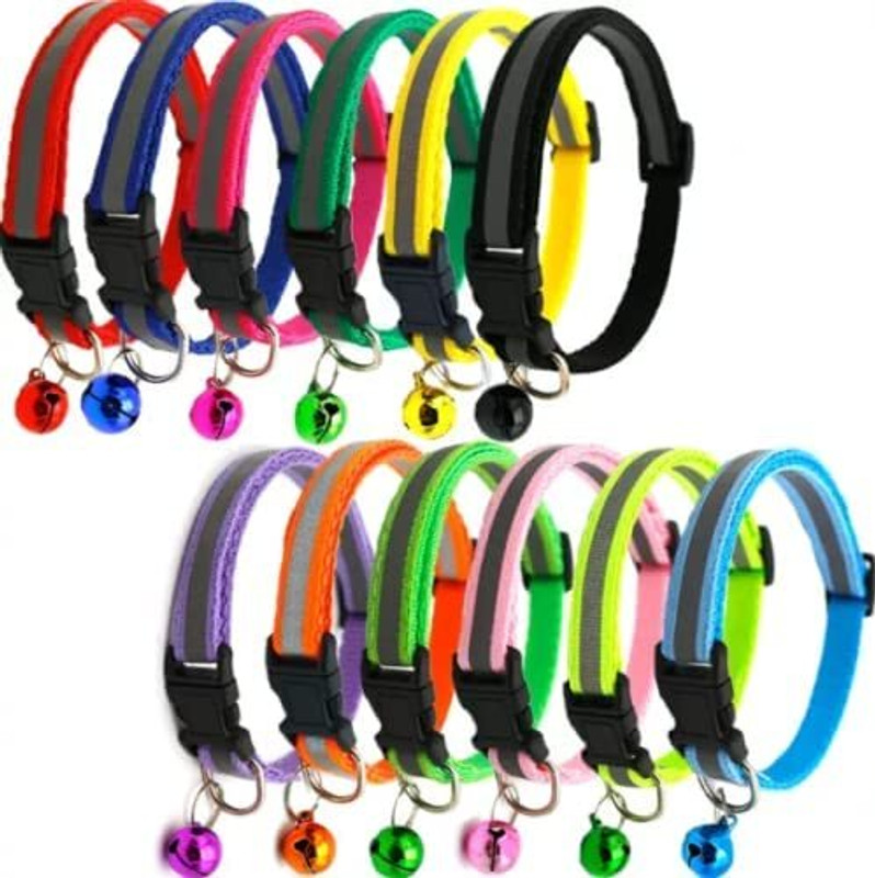 OM ZEE Dog Reflective Collor Plain Dog Collar Charm(Black, Round)