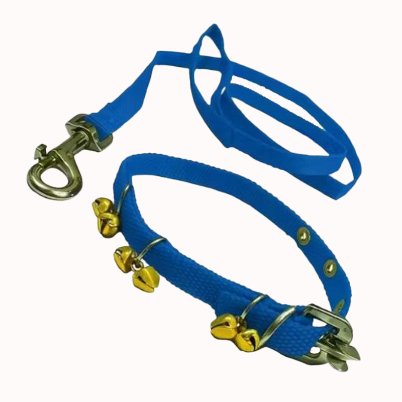 Shahira Enterprises Nylon Blue Ghungroo Neck Collar Belt and Leash with Adjustable Dog & Cat Collar & Leash(Small, Blue)