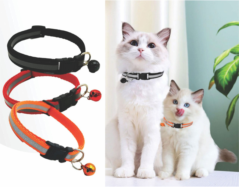 BODY BUILDING 3 Pcs Reflective Cat Collar with Bell for Indoor & Outdoor Rabbit Dog & Cat Everyday Collar(Small, 0.5 Inch)
