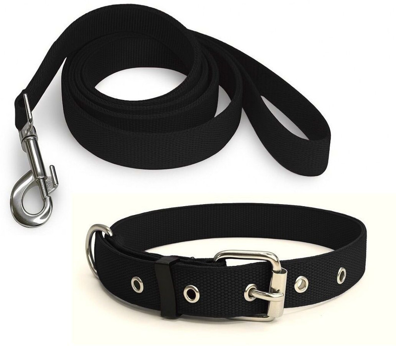 Om Leather Product (CL_BLACK_XL25mm) Om Leather Product Black Collar Leash Dog Collar & Leash(Extra Large, BLACK)