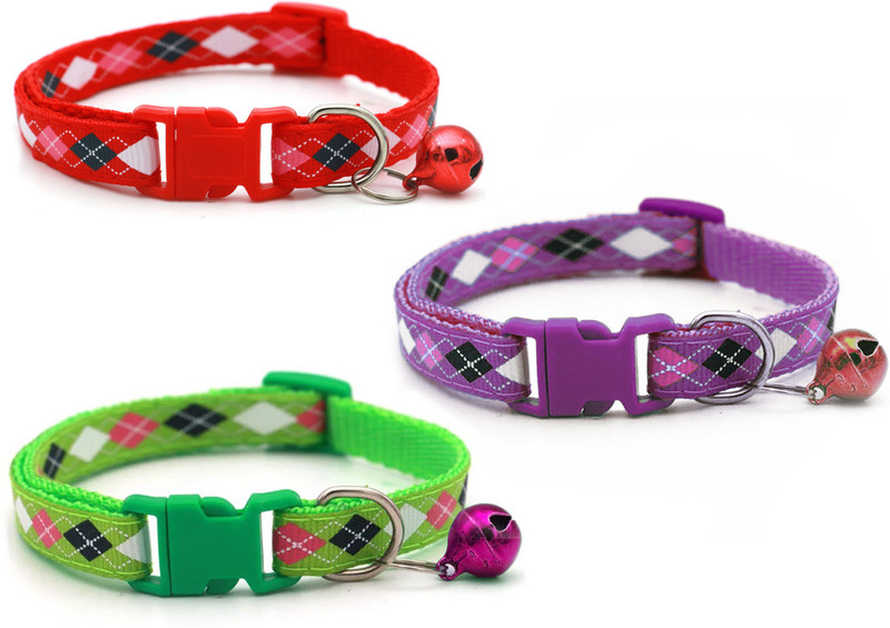 Litvibes Cat Collars Set Of 3 With Bell,Kitten Kitty & Small Dogs Soft Adjustable Collar Dog & Cat Break Away Collar(Small, Multi color)