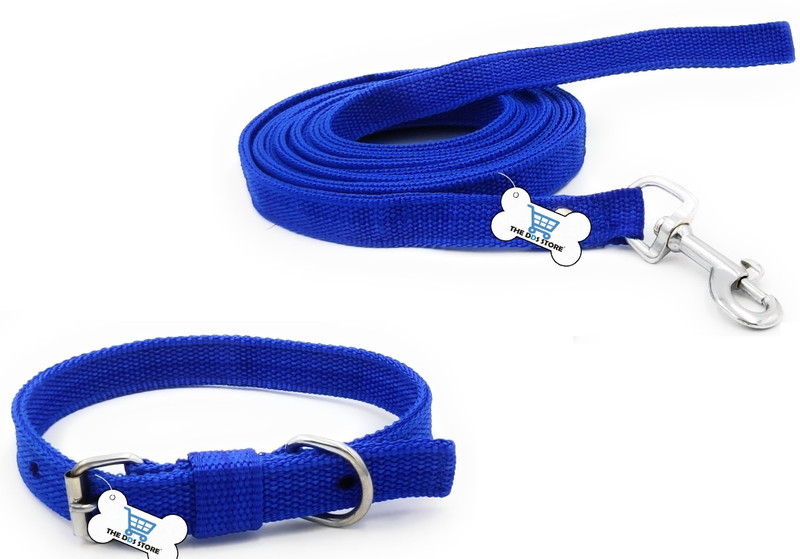 THE DDS STORE Dog & Cat Collar & Leash(Large, BLUE)