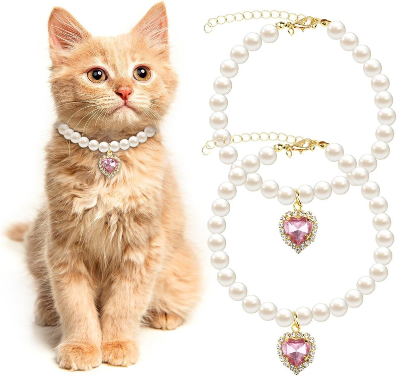 Jiyancreation Princess style cat collar necklace Cat Show Collar(Medium, WHITE)