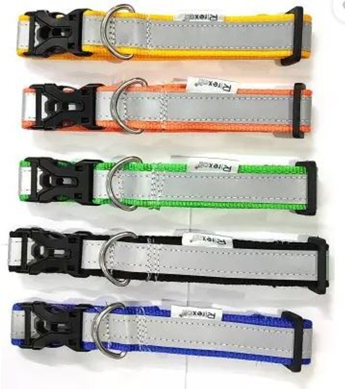 NAYANAR Dog & Cat Everyday Collar(35 - 50 cm, 0.75" Reflective collar Multicolor pack of 5)