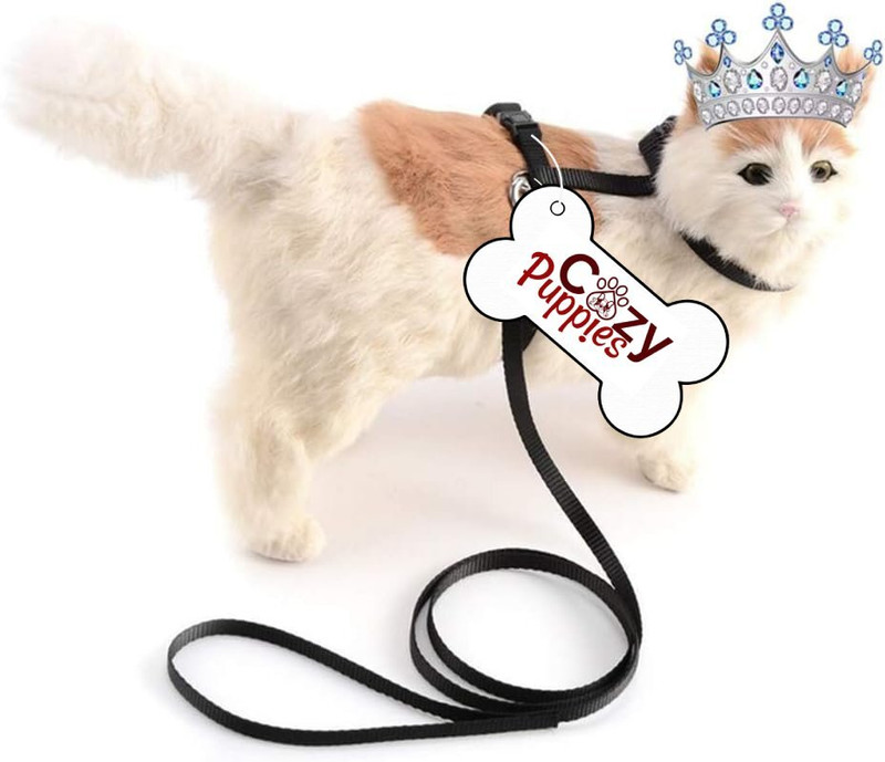 Cozy Puppies Dog & Cat Harness & Leash(Small, BLACK)
