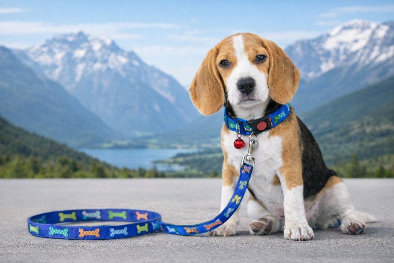 Rvpaws Nylon Printed 15MM Adjustable Collar with Leash for Puppies, Small Dogs & Cats Dog & Cat Collar & Leash(Small, Blue)