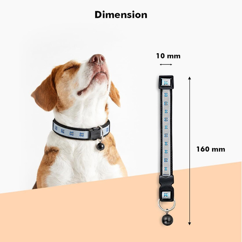 Petfun Designer Bone Print Night Visible Collar 10mm Pack Of 1 Dog & Cat Everyday Collar(Small, Multicolor)