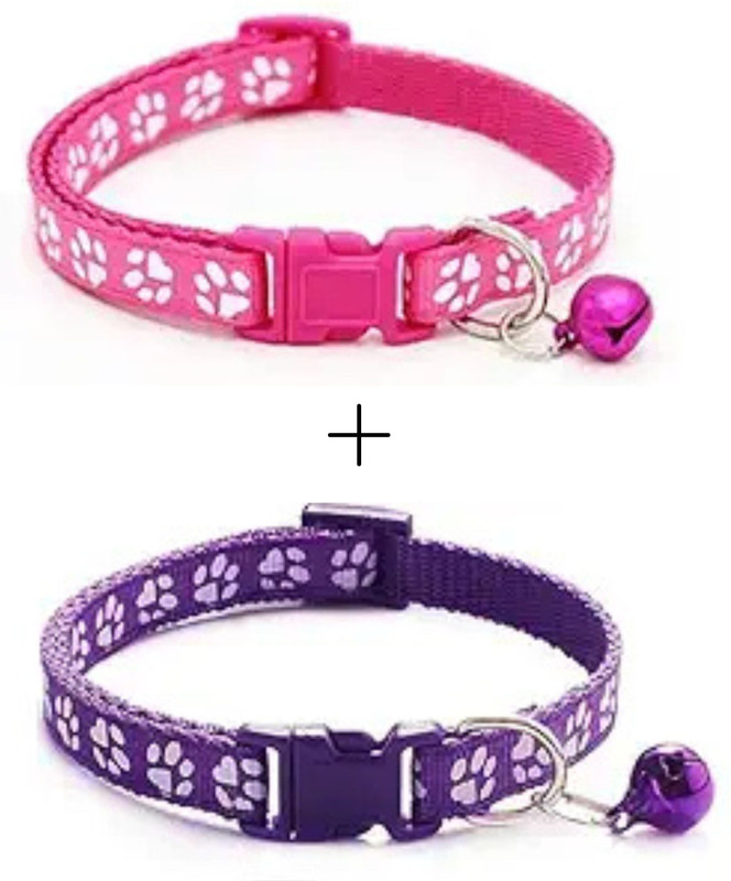 CottonCat Adjustable Breakaway Cat Collar with Bell | Safe & Cute for Cats Cat Everyday Collar(Small, Pink And Purple)