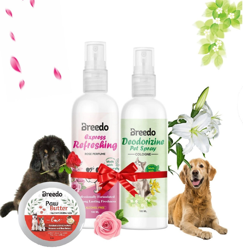 Breedo Dog Refreshing Spray + Refreshing Spray + Paw Butter Moisturizing & Soft Cream Heal, Repair, Soften, Dry, Cracked, Paws & Elbows Cologne(215 ml)