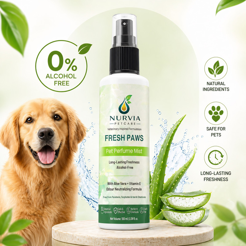 Nurvia Fresh Paw Pet Perfume Mist Long-Lasting Freshness Alcohol-Free Aloe & Vitamin E Mist Cologne(100 ml)