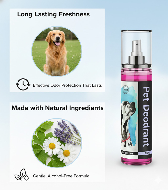 SCENTORA Pet Freshness Spray - Anti-Bacterial Dog Deodorant for Healthy Coat FRESH ROSE Cologne(1 ml)