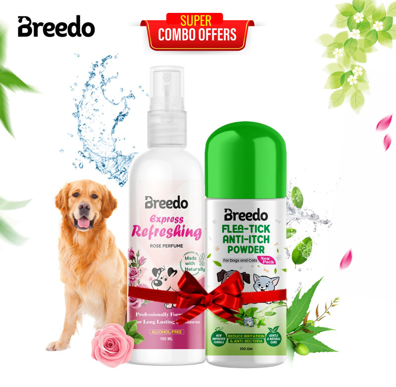 Breedo PET (Combo of 2) Deodorant Body Perfume + Flea-Tick Anti-Itch Powder Natural Cologne(100 ml)