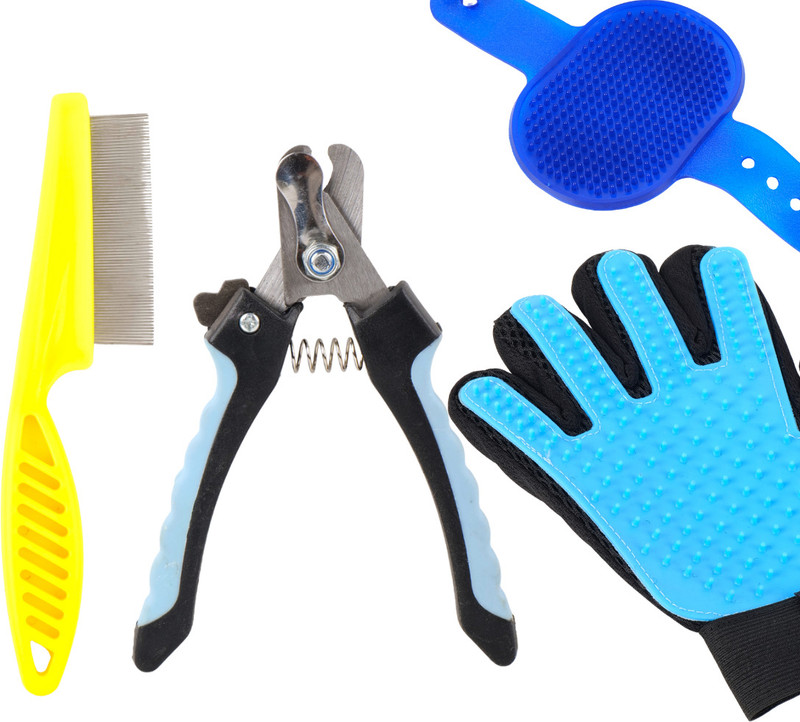 PAWDLESS Complete Dog Grooming Set with Glove, Fine Tooth Comb, Nail Clipper Grinder Nail Clipper(For Dog & Cat)