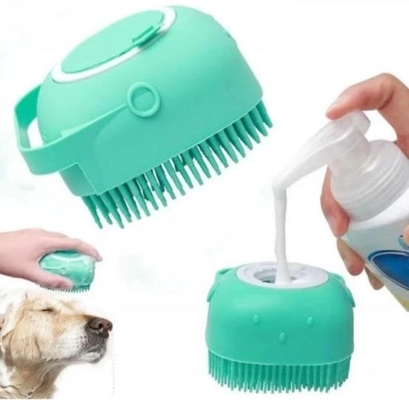 Aviean International Dog Bath scrub Body Scrubber For Bathing For All Dog Breeds Non Toxic Soft Brush Basic Comb for Dog & Cat